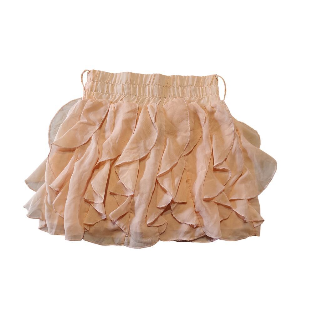 Rue21 Peach Ruffle Mini Skirt Chiffon Layered Size S